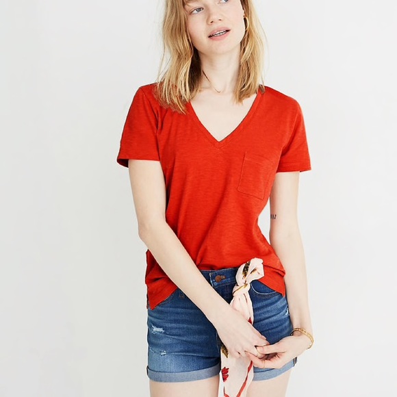 Madewell Tops - Madewell V-Neck Tee - Ripe Permsimmon